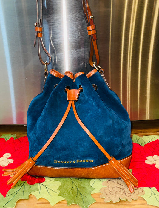 Dooney & Bourke suede & leather drawstring bag