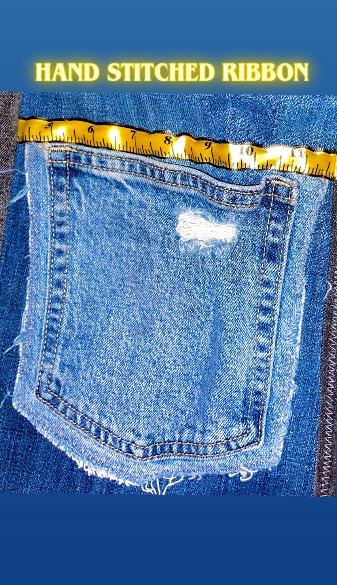 Upcycled Black Balloon Flare Jeans w/ Blue Panels – Size 30/32