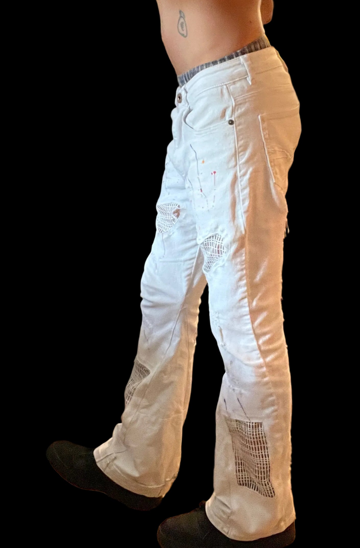 Upcycled White Bellbottom Jeans 1of1