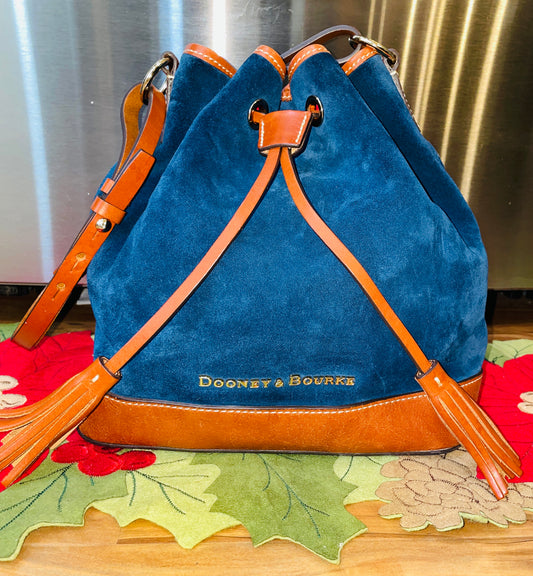 Dooney & Bourke suede & leather drawstring bag