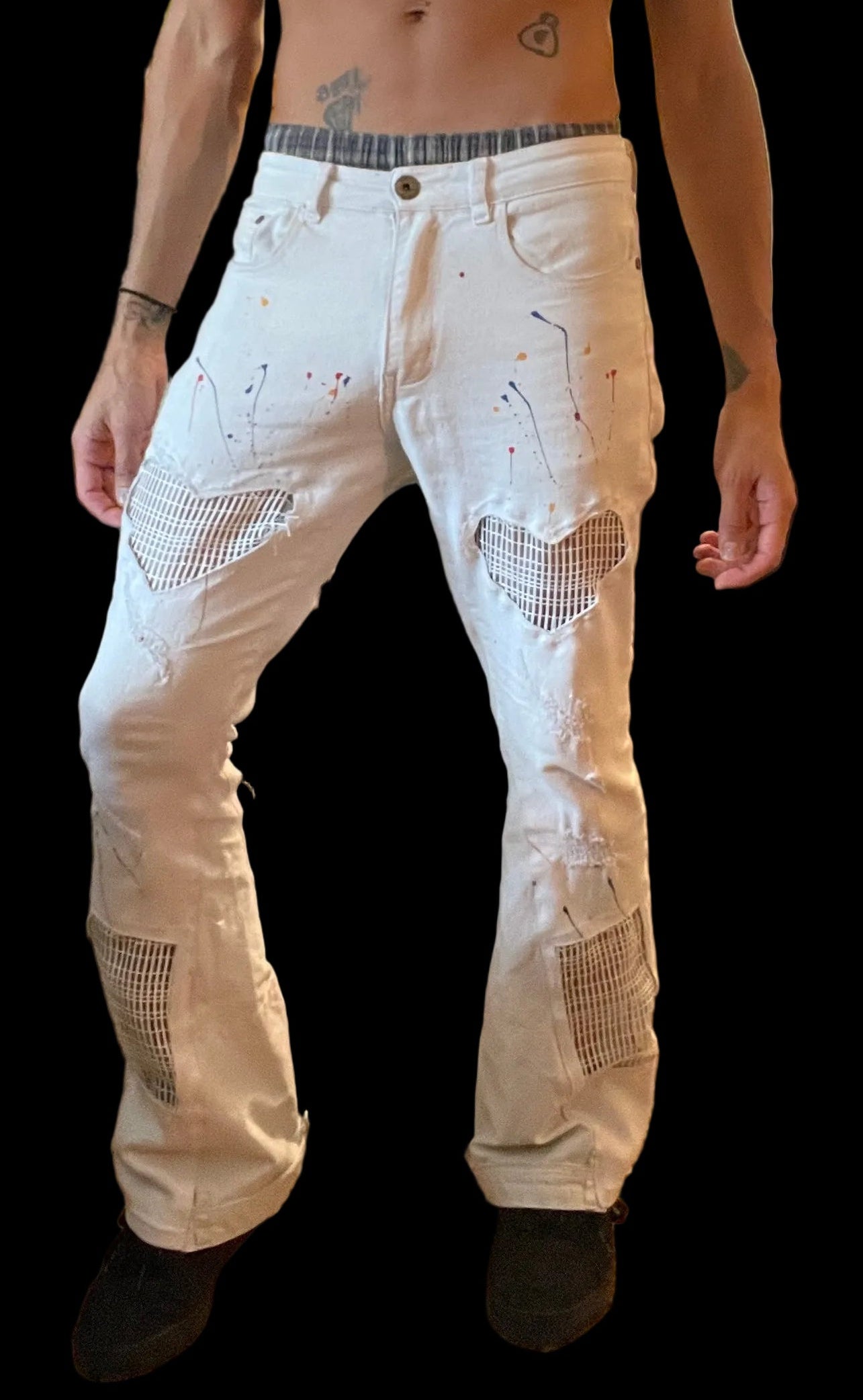 Upcycled White Bellbottom Jeans 1of1
